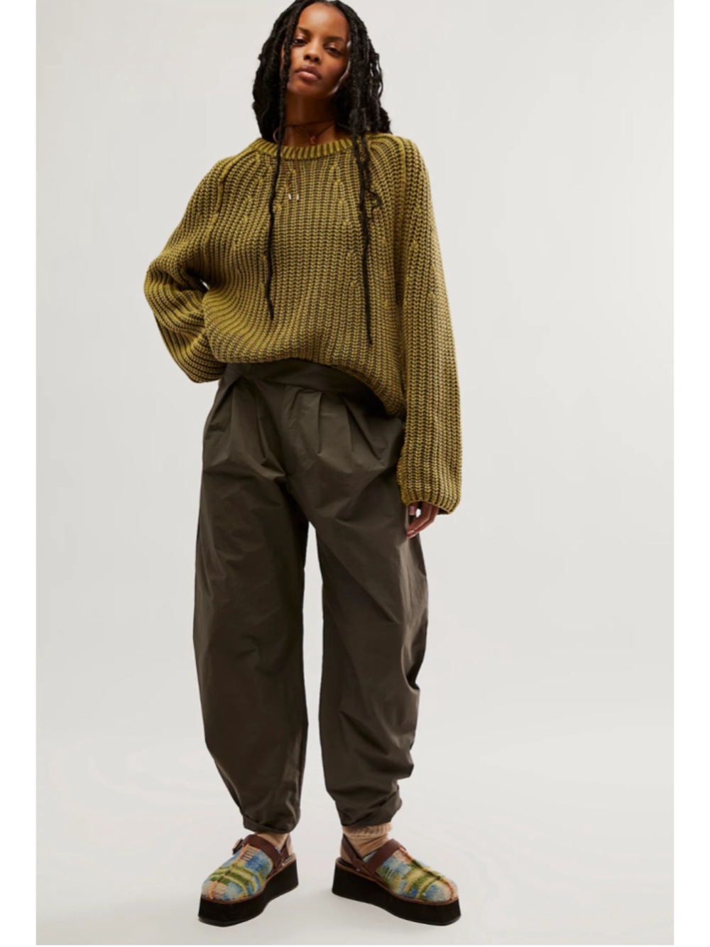 Free People Gabriette Barrel Trousers Size 12 Rubber Brown Pleated Pants - Picture 7 of 11